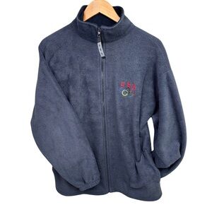 Olympics Fleece Jacket Mens L Blue Full Zip Embroidered Made in USA